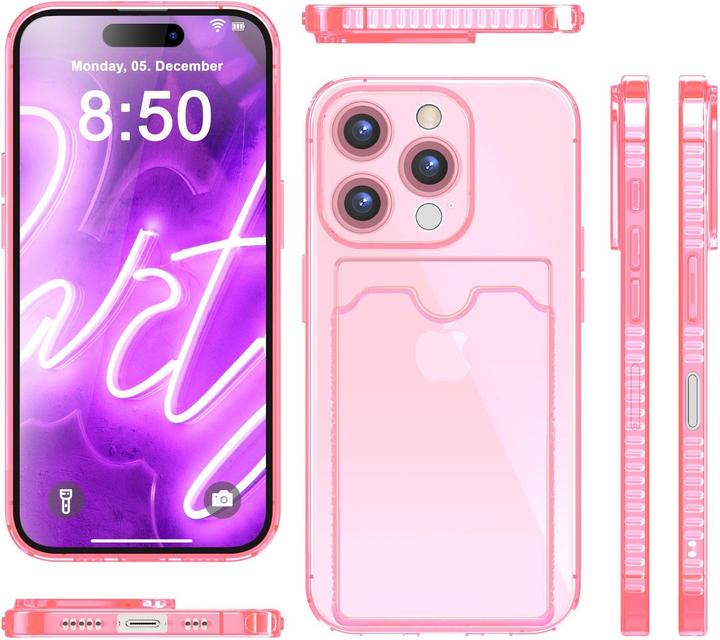 Immagine prodotto Nalia Portacarte trasparente in silicone trasparente al neon (Apple iPhone 16 Pro)