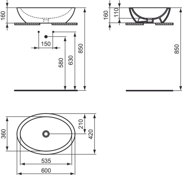 Produktbild Ideal Standard Strada O Schale oval 600mm K0784 (620 mm, 430 mm)