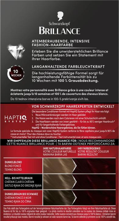 Nutritional values and ingredients Schwarzkopf Brillance Hair Coloring Black (896 black red organdi)