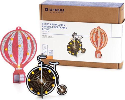 Actual product image Whadda Learning kits for soldering - hot air balloon and bicycle in retro design