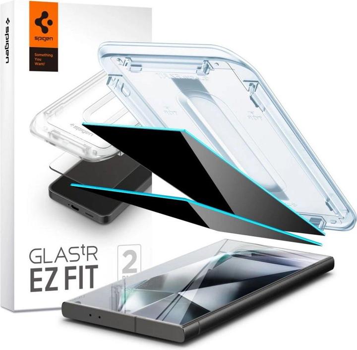 Actual product image Spigen Galaxy S24 Ultra Glass Screen Protector EZ Fit GLAS.tR Privacy 2PCS (2 Piece, Samsung Galaxy S24 Ultra)