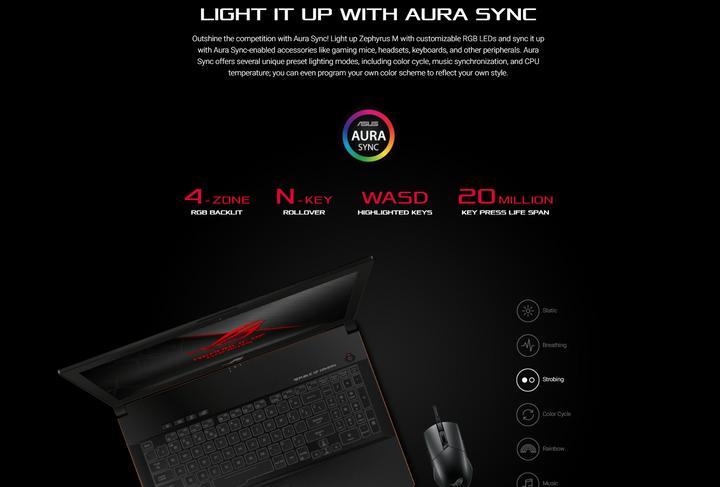 Image du produit ASUS ROG Zephyrus M GM501GS-EI004T (15.60", Intel Core i7 8750H, 16 Go, 512 Go, CH)