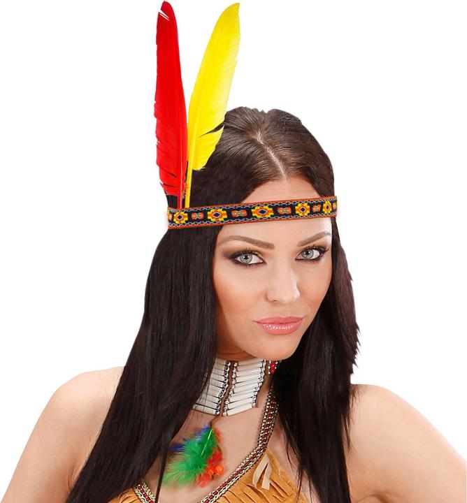 Produktbild Magni NET TOYS Indianer Haarband mit 2 Federn Indianerschmuck Haar Schmuck Haarschmuck Krieger Federschmuc