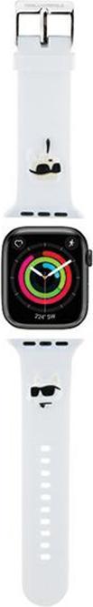 Immagine prodotto Karl Lagerfeld Pasek KLAWLSLKCNH Apple Watch 42/44/45mm biały/cinturino bianco 3D Rubber Karl&Choupette H (Silicone, Acciaio)