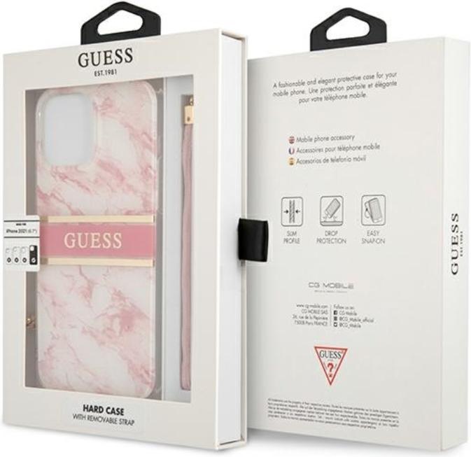 Productafbeelding Guess Hard Cover Marmeren Streep met Riem (Apple iPhone 13 Pro Max)