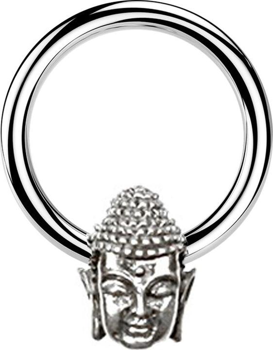Star Piercing Micro Closure Ring silber Buddha silber (Chirurgenstahl 316L, Messing)