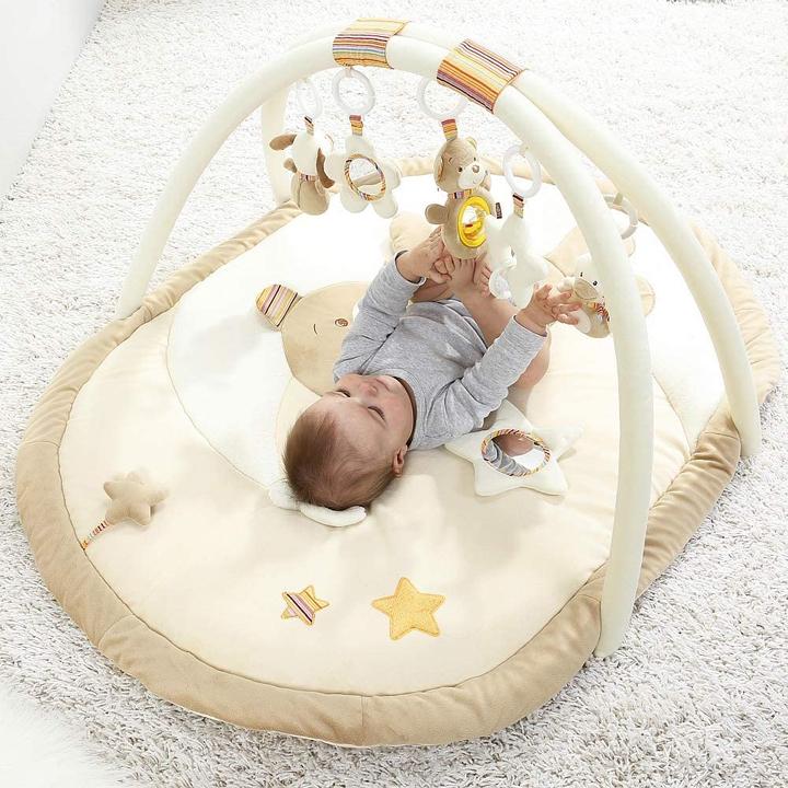 Actual product image Fehn Crawling blanket with play bow bear Rainbow