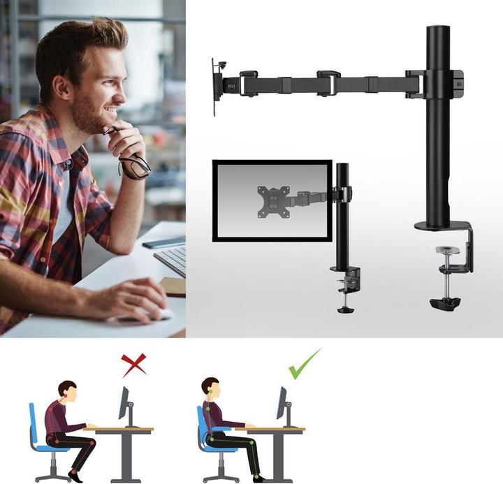Image du produit Support de bureau pour écran, 1 écran jusqu'à 32 pouces et 12 kg (Tables, 32")