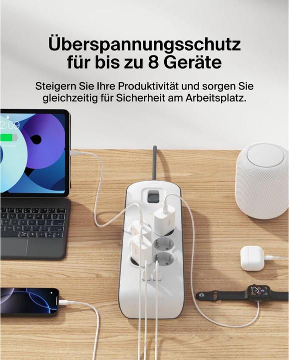 Produktbild Belkin Steckdosenleiste 6-fach + 2xUSB-A, 2m Kabel BSV604vf2M-V2 (6 x, USB, 2 m)