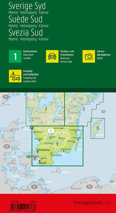 Produktbild Schweden Süd, Strassen- und Freizeitkarte 1:250.000, freytag & berndt
