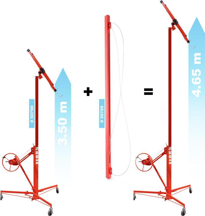 Produktbild Wiltec Verlängerung 140cm XXL Plattenheber Rigipsplatten Montagehilfe Paneel rot (68 kg)