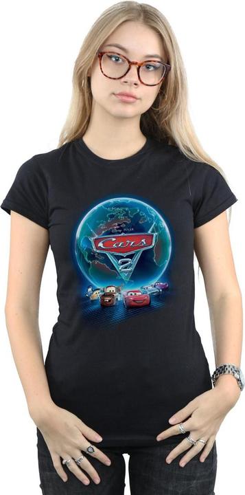 Actual product image Disney Womens/Ladies Cars Globe Movie Poster Cotton T-Shirt (L)