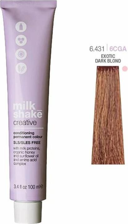 Actual product image Milk_Shake Vopsea permanenta Creative 6.4316CGA, Blond Inchis Exotic, 100ml (Blond Inchis Exotic)