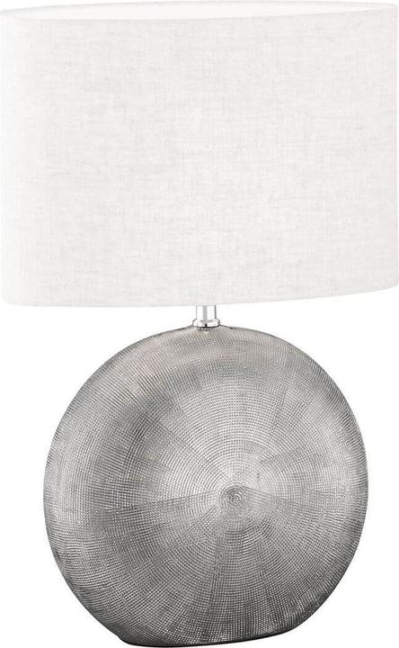 Fischer & Honsel Honsel table lamp Tobse - silver coloured antique/cloth shade linen white (50607) (E27)