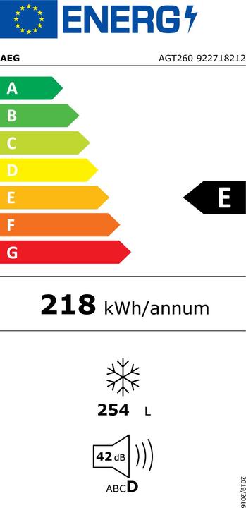 Energy Label AEG AGT260 (Stand-alone, 254 l)