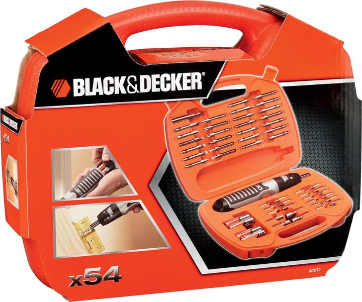 Image du produit Black & Decker Coffret d'accessoires de 54 pièces avec tournevis à batterie (Fonctionnement sur secteur)