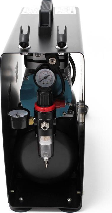 Actual product image Wiltec Airbrush Compressor AF196AW 6 bar Two-Cylinder Piston Compressor with 2-stage Switch and Air Tank