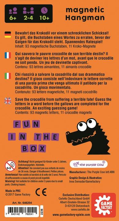 Image du produit Game Factory Pendu magnétique (Allemand, Anglais, Français, Italien)