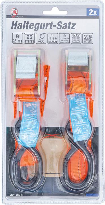 Immagine prodotto BGS Set di cinghie di fissaggio 2 m x 25 mm 2 pezzi.