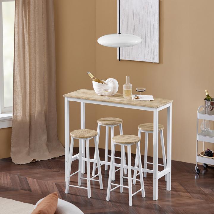 Immagine prodotto SoBuy Tavolo da bar da 5 pezzi con 4 sedie (120 x 40 x 100 cm)