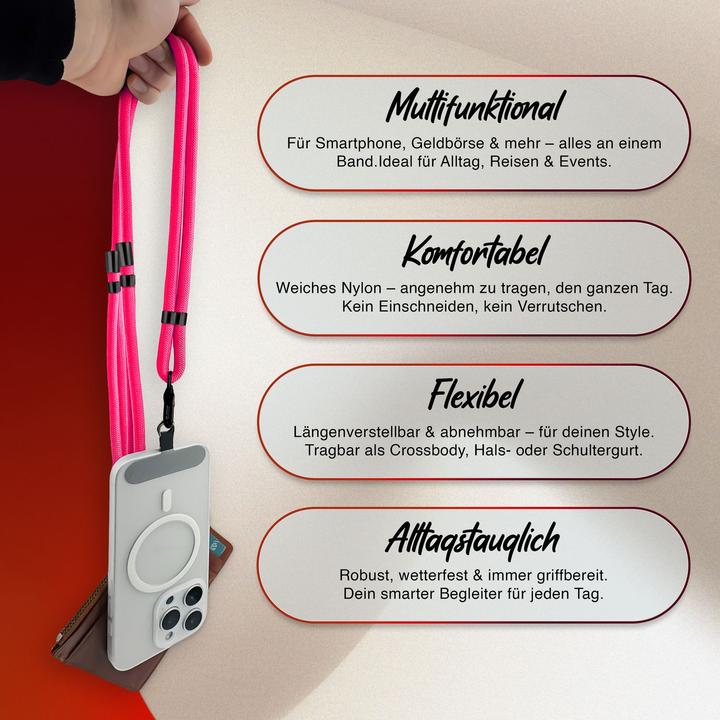 Actual product image Nalia HoldMe Lanyard Handykette - Universal Trageband für Smartphones - Verstellbar, Soft & Elastisch