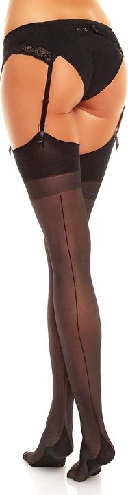 Actual product image Glamory Delight 20 suspender stockings with seam, colour black, size 44-46 (20 DEN, 44 - 46)