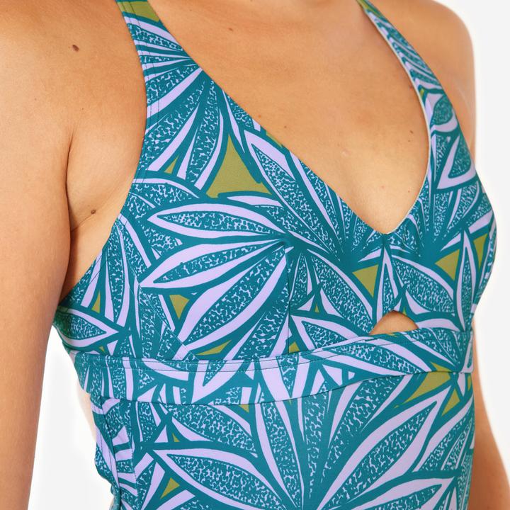 Image du produit Olaian Maillot de bain 1 pièce de surf Femme - Agatha flow bleu et violet (XL)