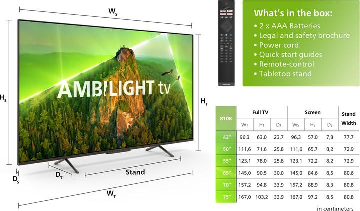 Image du produit Philips 43PUS8108/12 (43", LCD, 4K, 2023)