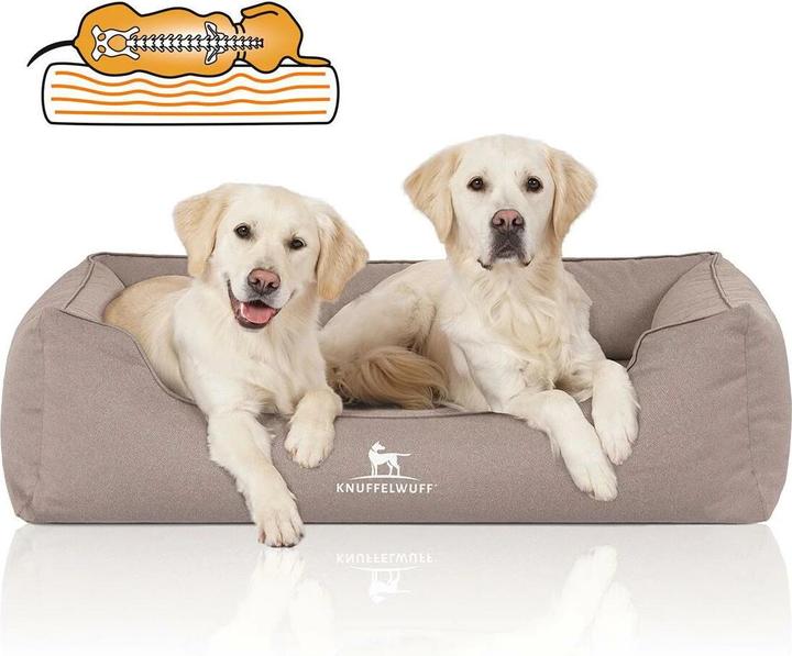 Image du produit Knuffelwuff Lit pour chien Leon Velour XXXL, 155 x 105 cm, beige/gris (Chien)