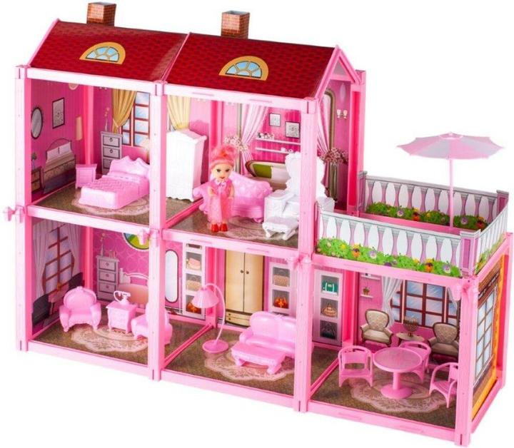 Image du produit Ikonka Big Villa Maison de poupées avec une poupée à assembler