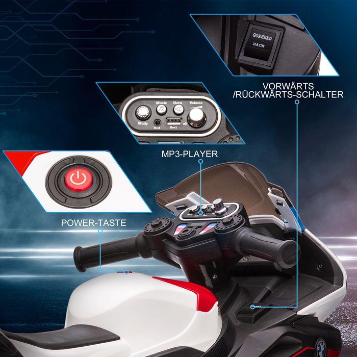 Produktbild Swisshandel24 Kinderelektro-Motorrad 6V Dreirad, 3 Musikmodi 2,5km/h ab 18 Monaten PP Metall Rot (6 V)