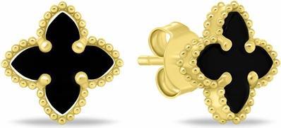 Actual product image Brilio Silver - Stylish flower earrings in gold plated silver EA1156YBC