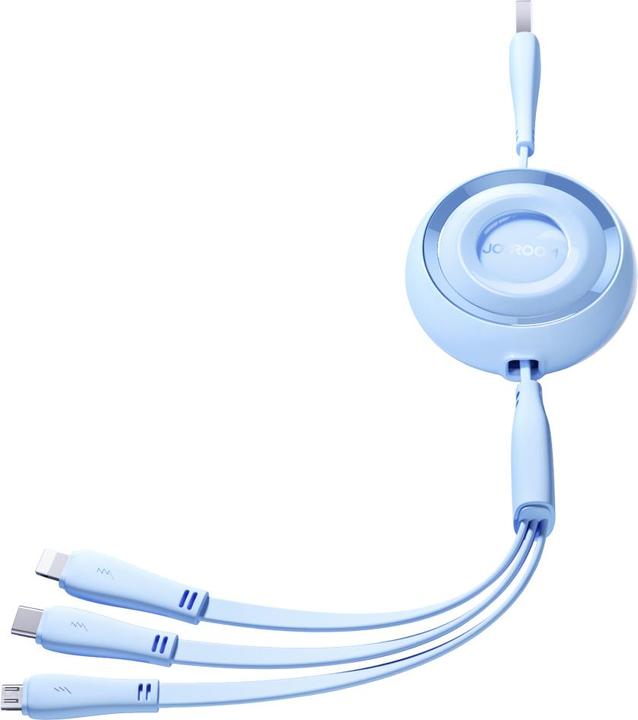 Actual product image Joyroom S-A40 Colorful Series 3in1 retractable cable USB-A to USB-C / Lightning / microUSB 1m - blue (1 m)