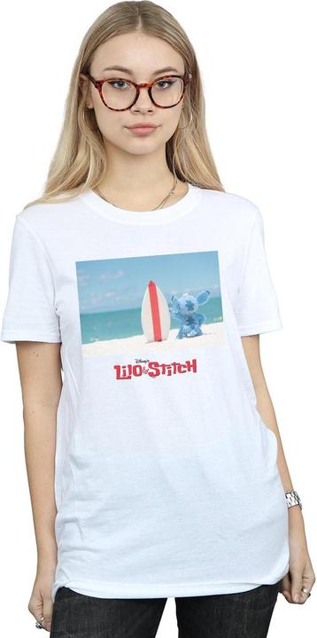 Actual product image Disney Womens/Ladies Lilo And Stitch Surf Beach Cotton Boyfriend T-Shirt (XL)
