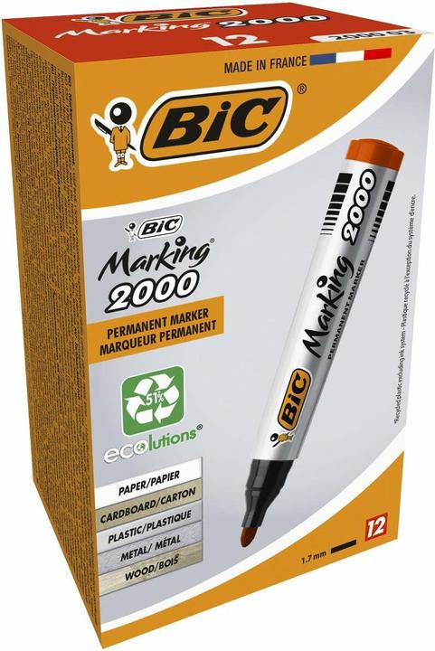 Immagine prodotto Bic Marcatore permanente Eco 2000 2-5 mm, rosso, 12 pezzi in confezione 000033 (Rosso, 1.70 mm, 12 x)