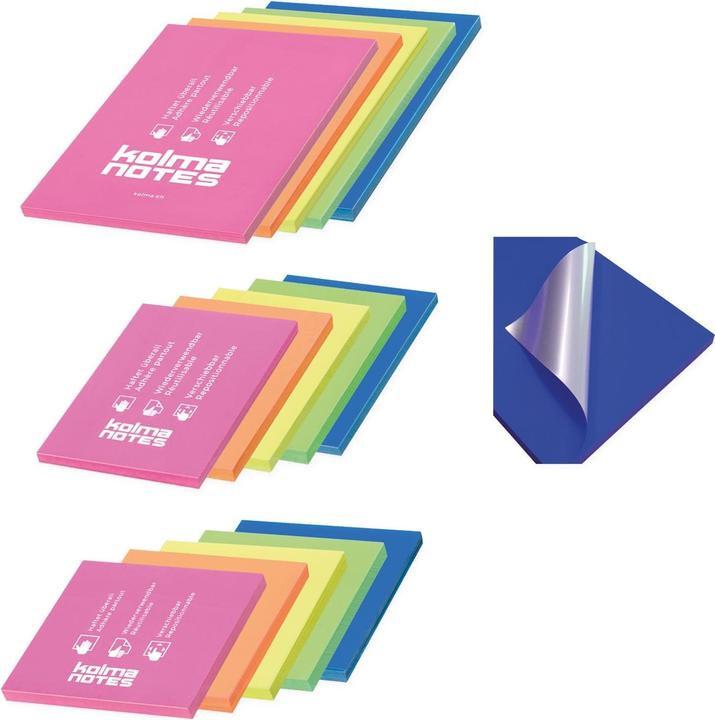 Produktbild Kolma Haftnotizen Notes A6 statisch haftend assortiert (105 x 148 mm)