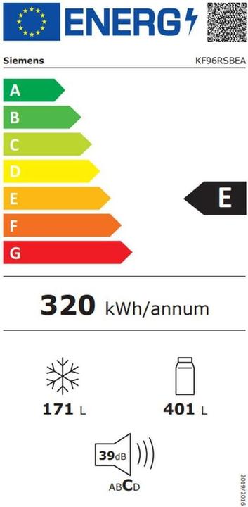 Etichetta energetica Siemens KF96RSBEA (572 l)