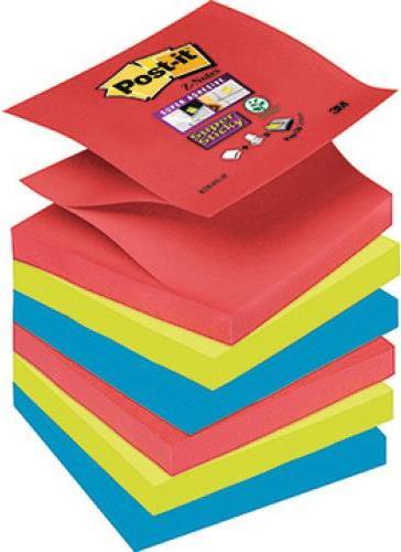Image du produit Post-it Notes autocollantes Z-Notes SuperSticky 76x76mm 90 feuilles rouge fluo/vert fluo/bleu méditerranéen (76 x 76 mm)