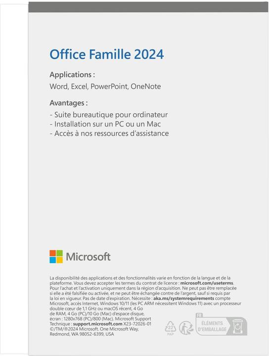 Image du produit Microsoft Office Home 2024 (FR) (1 Utilisateur, Illimité)