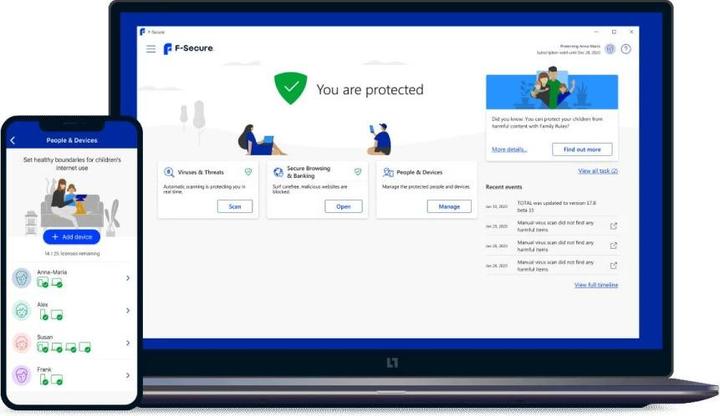 Produktbild F-Secure Internet Security für alle Geräte (ehem. SAFE) 2 Jahre / 10 Geräte Download (10 User, 10 Geräte/User, 2 Monate)