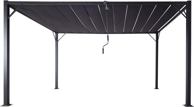 Immagine prodotto Mendler Pergola HWC-L40, padiglione a doghe, telaio in alluminio da 8 cm tessuto/tessuto, 3x4m antracite (388 cm, 295 cm)