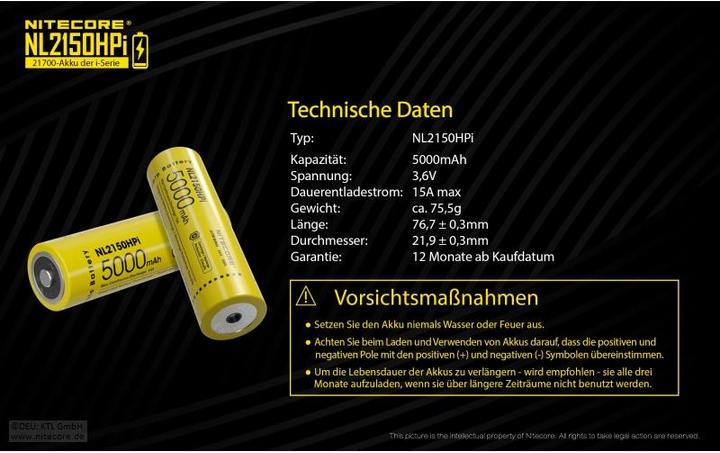 Actual product image Nitecore NL2150HPi