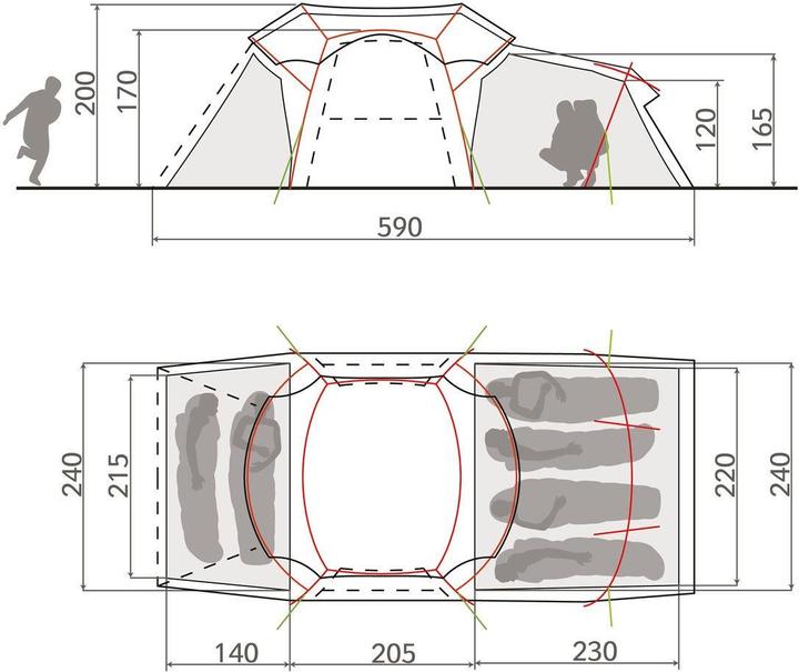 Produktbild Vaude Torii 4+2P Tent (Tunnelzelt, Kuppelzelt, 15.20 kg, 6 Personen)