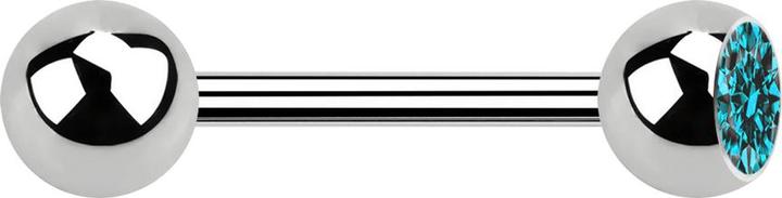 Produktbild Star Piercing Barbell silber mit Kugel und Kugel Kristall aqua (ohne Messing, Chirurgenstahl 316L)