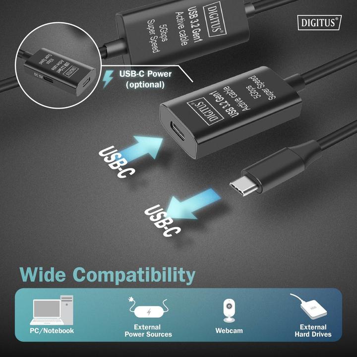 Image du produit Digitus USB C – USB C (10 m, USB 3.2 Gen 1)
