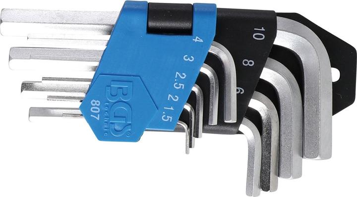 Image du produit BGS Jeu de clés allen courtes six pans intérieurs 1,5 - 10 mm 9 pièces (Clé Allen)