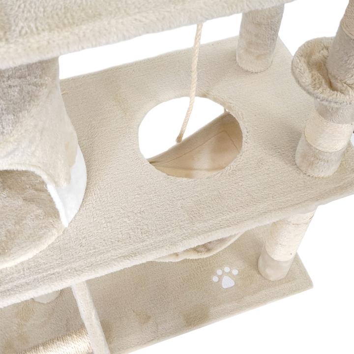 Produktbild Wiltec Kratzbaum beige/weiss 141cm Katzenbaum Katzenkratzbaum Kletterbaum Katze (141 cm, beige/weiss)