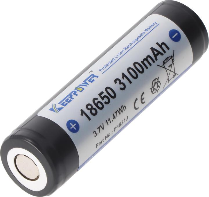 Image du produit Keeppower Accu 18650, protégé (1 pcs, 18650, 3100 mAh)