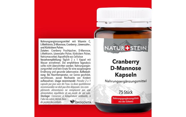 Valeurs nutritives et ingrédients Naturstein Cranberry D-Mannose Capsules 75 pcs (75 pièce(s), Capsules, 165 g)