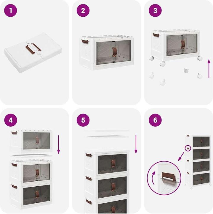Image du produit VidaXL Boîte de rangement x avec roues Empilable 4 étages 75L 65 x 40 x 145cm (75 l)